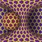 Optical motion illusion illustration. A sphere are rotation around of a moving hyperboloid