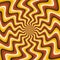 Optical motion illusion vector background. Golden brown curved striped pattern move around the center