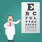 Optician doctor with Snellen eye chart. Doctor