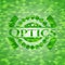 Optics green emblem. Mosaic background. Vector Illustration. Detailed