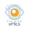 Optics for kids logo symbol, oculist sign hand drawn illustration