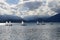 Optimist os sailing dinghy on Annecy lake