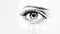 Optimistic Eye: Detailed Black And White Drawing With Dripping Tears