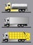 Options for modern European trucks for the transport of various goods. Flat style line art illustration