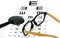 Optometrist chart and glasses