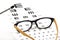 Optometrist chart and glasses