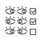 Optometry check reaction, synchronicity. Line icon concept