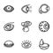 Optometry icon set, outline style