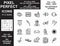 Optometry pixel perfect icon set with eye test and spectacles concept