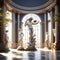 Opulent 3D Interior Illustration adorned with Antique Statues â€“ Discobolus, Venus, Mercury