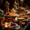 Opulent Banquet Table with Mouthwatering Dishes