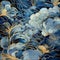 Opulent Blue And Gold Floral Pattern On Dark Blue Background