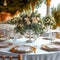 Opulent celebration luxury wedding reception table with flowers and decor