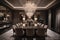 Opulent Dining Area with Luxurious Chandeliers, Plush Velvet Chairs, and a Grand Marble Table Created with Generative AI