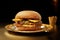 Opulent Extravagance Fully Diamond Encrusted Burger on a black background. Generative AI