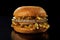 Opulent Extravagance Fully Diamond Encrusted Burger on a black background. Generative AI