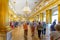 Opulent gold chandaliered state room in The Hermitage Museum in St Petersburg, Russia