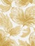 Opulent gold leaves and flowers floral pattern.