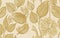 Opulent gold leaves and flowers floral pattern.