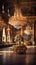 Opulent Golden Chandelier in Luxurious Ballroom