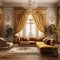 Opulent Living Room with Silk and Satin Drapes