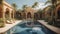 The opulent mirage pool in a desert resort