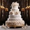 Opulent Multi-Tiered Wedding Cake with Intricate Designs