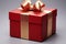 Opulent presentation: Red gift box with lustrous golden ribbon and bow.