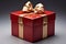 Opulent presentation: Red gift box with lustrous golden ribbon and bow.