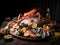 Opulent Seafood Platter with King Crab Legs, Lobster Tails, and Shrimp Cocktail on Ice