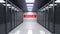 Oracle Corporation logo on the wall of the server room. Editorial 3D rendering