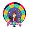 The oracle girl predicts the future on a magic ball vector illus