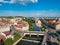 Oradea town center aerial view from the city hall tower