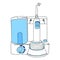 Oral irrigator. Water flosser. Teeth brushing machine dental product personal hygiene. Interdental wash braces. Color