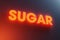 Orange 3D title SUGAR in food - shining illuminated