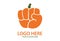 Orange Abstract Pumpkin Fist Hand Logo Design