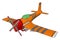 Orange airplane, illustration, vector