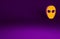 Orange Alien icon isolated on purple background. Extraterrestrial alien face or head symbol. Minimalism concept. 3d