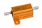 Orange aluminum encased power resistor isolated on white background