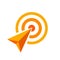 Orange arrow of goal symbol, the arrow orange concept is symbolizes goal and success, orange or yellow arrow logo