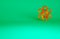 Orange Atom icon isolated on green background. Symbol of science, education, nuclear physics, scientific research