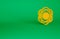 Orange Atom icon isolated on green background. Symbol of science, education, nuclear physics, scientific research