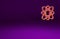 Orange Atom icon isolated on purple background. Symbol of science, education, nuclear physics, scientific research