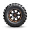 Orange Atv Tire With Metal Rims - Textured Impasto Layers Design