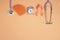 Orange awareness ribbon, brain symbol, stethoscope and alarm clock on a orange background