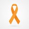 Orange awareness ribbon. Fabric texture. Vector illustration, flat design