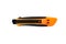 Orange and back paper knife or cutter on white background
