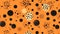 Orange background with black circles, generative AI.