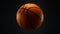 Orange Basketball with black Metallic Line Design on dark Background. Futuristic sports concept. Close-up isolated sphere ball