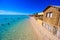 Orange Bay Beach with crystal clear azure water and white beach - paradise coastline of Giftun island, Mahmya, Hurghada, Red Sea,